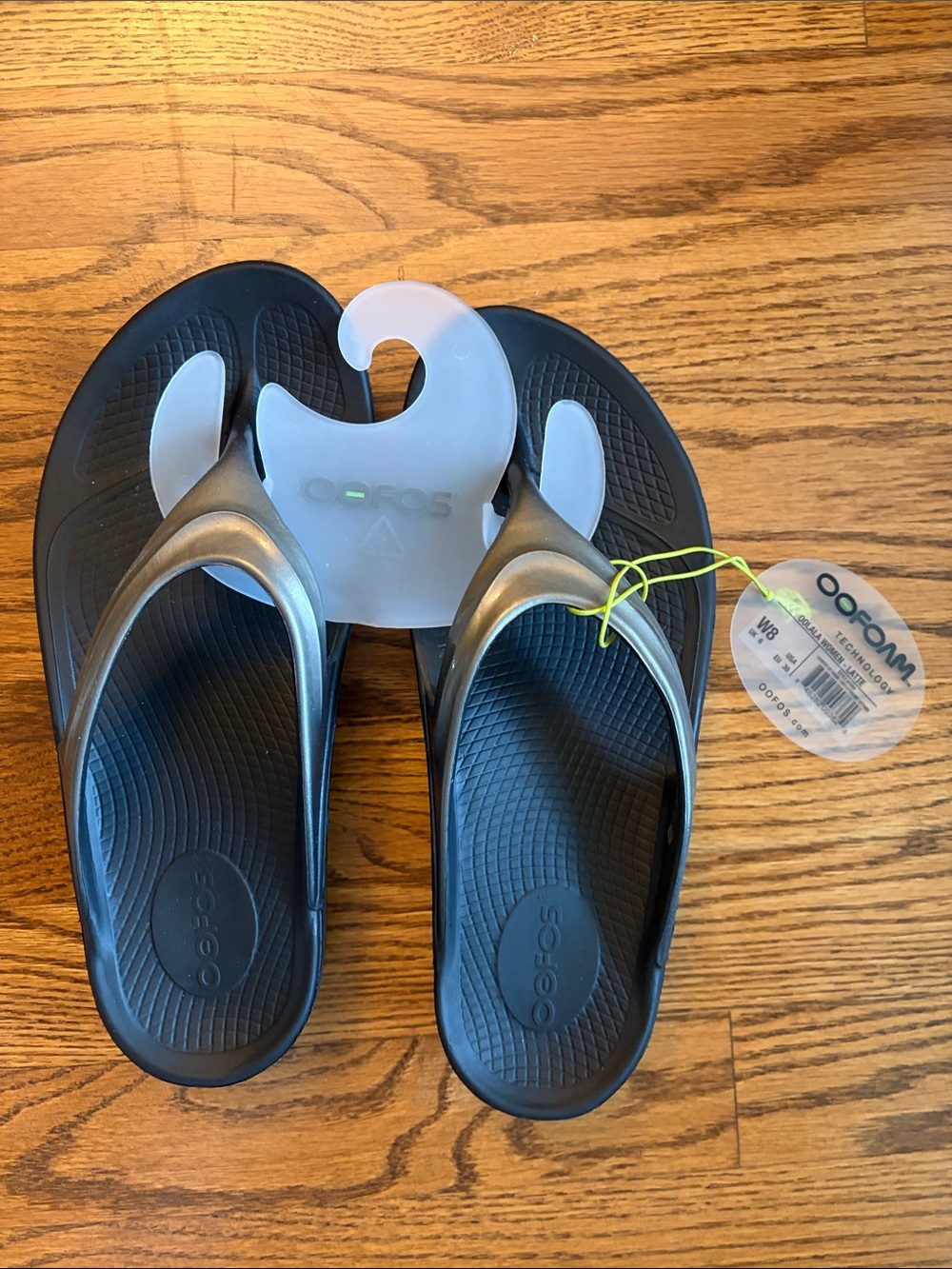 OOFOS Black and Silver Women's Sandals